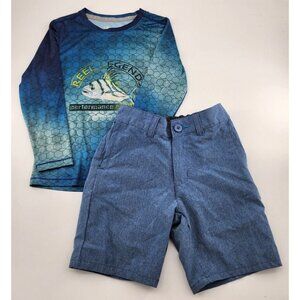 Reel Legends Blue Reel-Tec‎ Performance LS Shirt with Shorts Set Boys Size M (5)